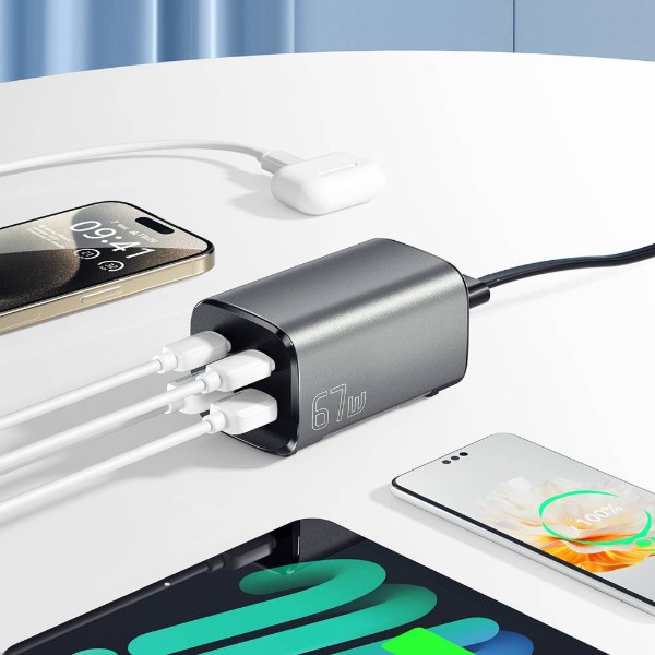 Фото - Мережевий зарядний пристрій Essager Collection 67W  GaN Desktop Charger  2C+2A EU (ECT2AC-JYB0G-Z)