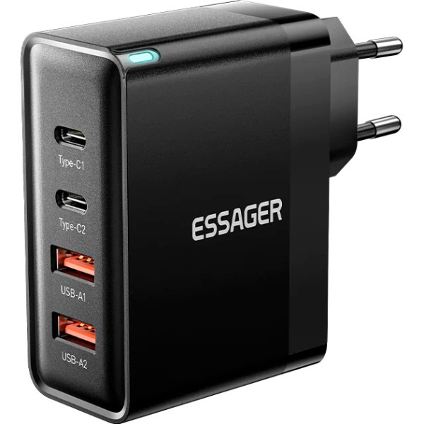 Фото - Мережевий зарядний пристрій Essager Grace 100W 4 Ports Travel Charger 2 Type-C 2 Type-A (ECT2CA-QYB01-Z)