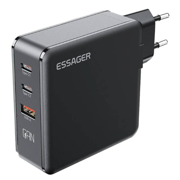 Фото - Сетевое зарядное устройство Essager Advance 140W GaN Travel Charger 2C+A EU (ECT2CA-ZCB01-Z)