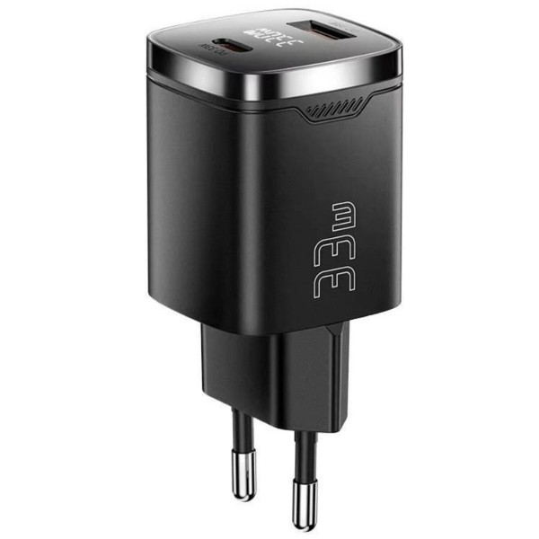 Фото - Мережевий зарядний пристрій Essager Gamet 33W GaN digital display A+C Black (ECT33W-GMB01-Z)