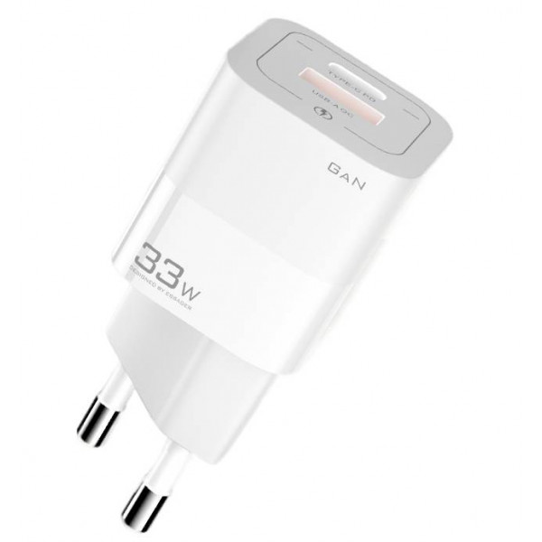 Фото - Мережевий зарядний пристрій Essager Square Brick 33W Gallium Nitride Travel Charger A+C  EU White (ECTCA-FZB02)