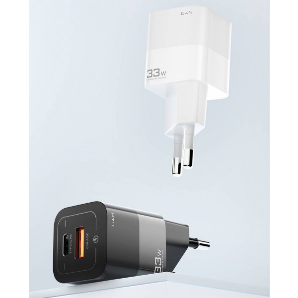 Фото - Мережевий зарядний пристрій Essager Square Brick 33W Gallium Nitride Travel Charger A+C  EU White (ECTCA-FZB02)