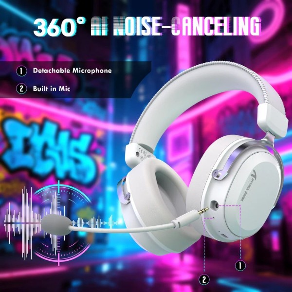Фото - Гарнітура бездротова ігрова Attack Shark L30PRO Wireless, 2.4GHz/Bluetooth/3.5mm AUX/AUX-to-Type-C, White (L30PROW_AS)