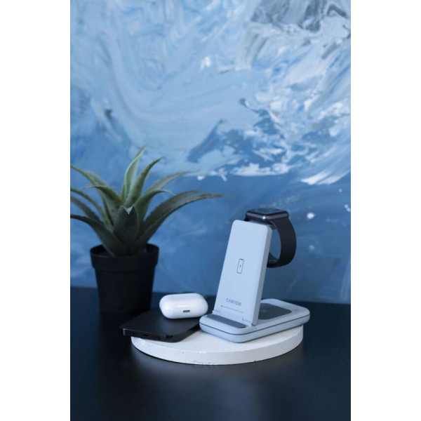Фото - Беспроводное зарядное устройство Canyon WS-304 3 в 1 QI Blue (CNS-WCS304BL)