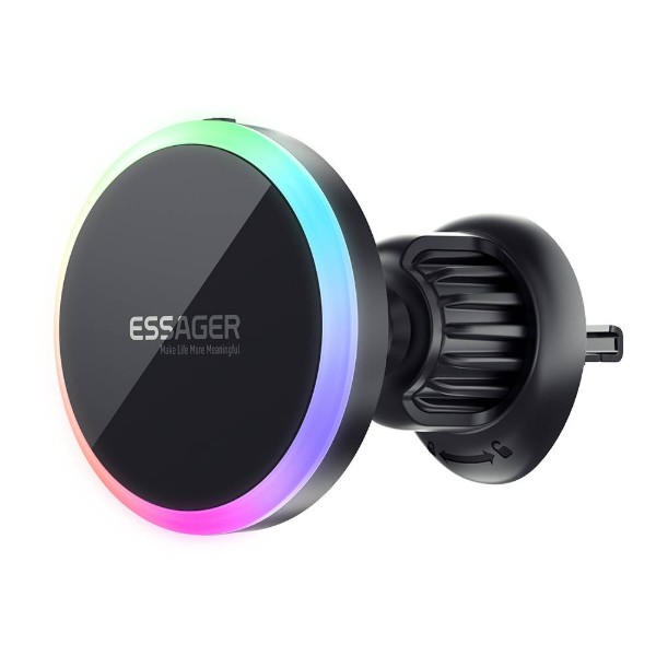 Фото - Автотримач з бездротовою зарядкою Essager Neon magnetic wireless charger car bracket beak hook + paste (EZJCX-NH01-Z)