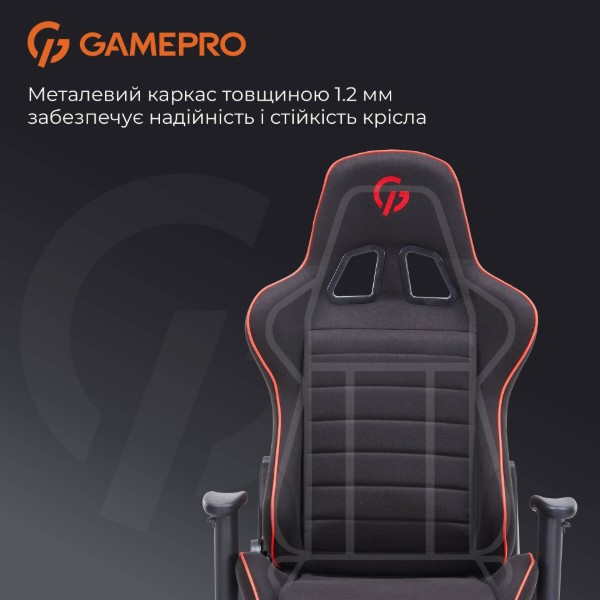 Фото - Крісло для геймерів GamePro Size L Fabric Black&Red (GC575FB)