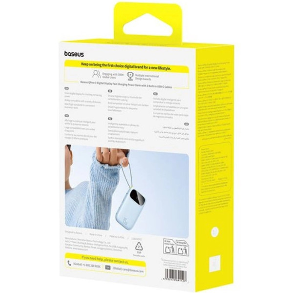 Фото - Батарея мобільна Baseus 20000mAh FC21 Qpow 3 Ultra 45W PD,QC,USB-A,USB-C In/Out, built-in USB-C/Lightning cable (P10082105313-00)