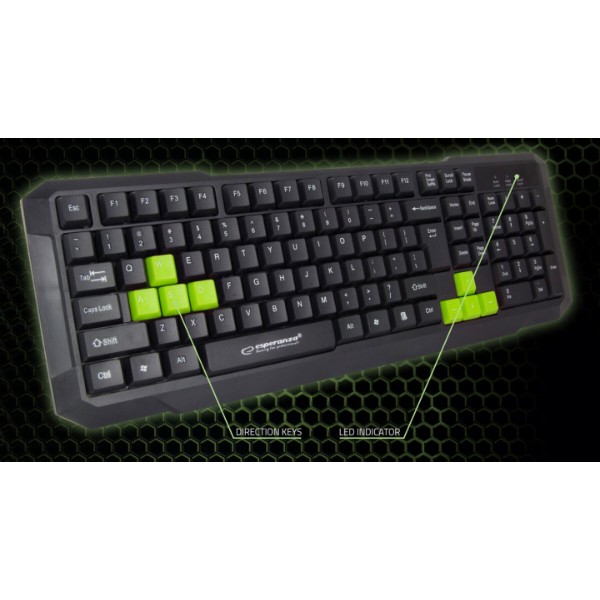Фото - Клавиатура проводная игровая Esperanza EGK102 Green USB