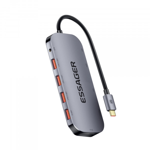Фото - Хаб USB Essager 11in1 USB3.2 Gen USB 2.0 HDMI VGA Type-c RJ45 SD TF (EHB11-FQ0G-Z)