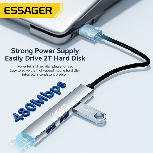 Фото - Хаб USB Essager Fengyang  4 in 1 Splitter USB-A port (EHBA04-FY10-P)