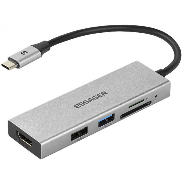 Фото - Хаб USB Baseus Essager Fanghe 5 in1 USB-C port (EHBC05-FH0G-P)