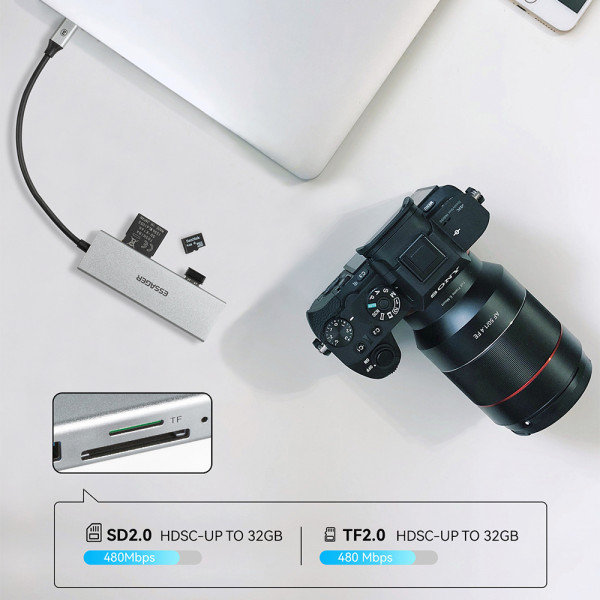 Фото - Хаб USB Baseus Essager Fanghe 5 in1 USB-C port (EHBC05-FH0G-P)