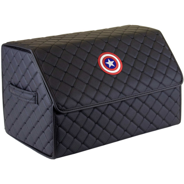 Фото - Сумка-органайзер в багажник EVAtech ECO M Captain America logo черная с черной нитью (EHECEMBBBBV168)