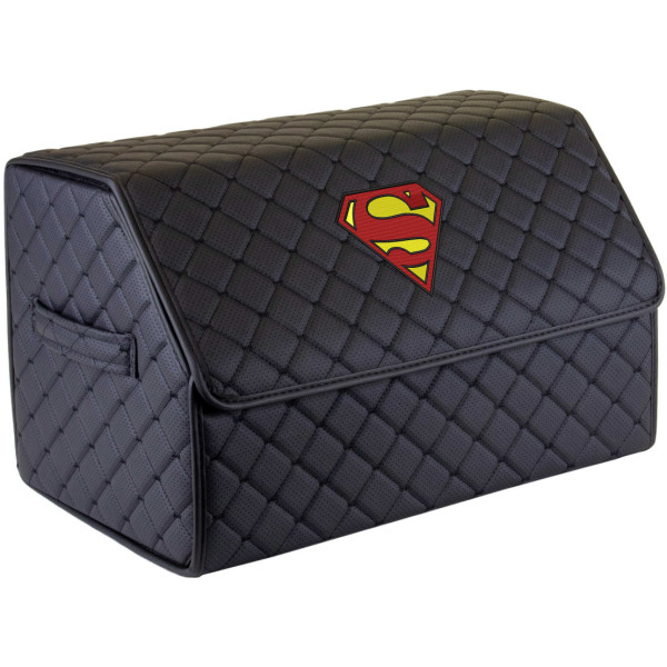 Фото - Сумка-органайзер в багажник EVAtech ECO M uperman logo чорна з чорною ниткою (EHECEMBBBBV169)