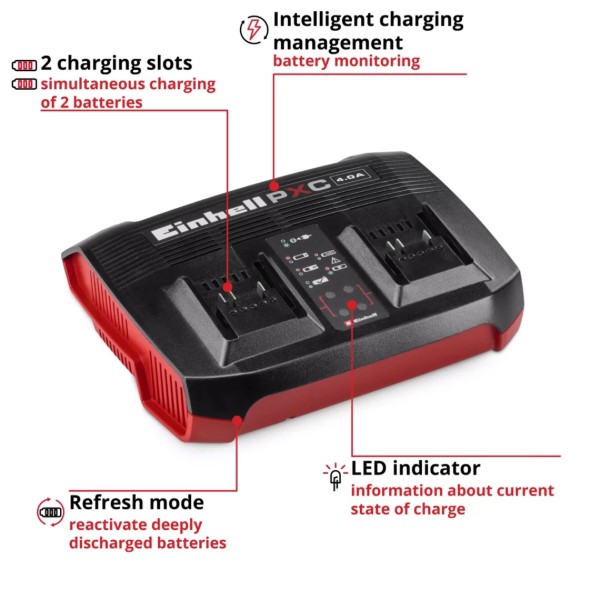 Фото - З/П до акумуляторної батареї для електроінструментів Einhell Power X-Twincharger 2x18В (4512161)