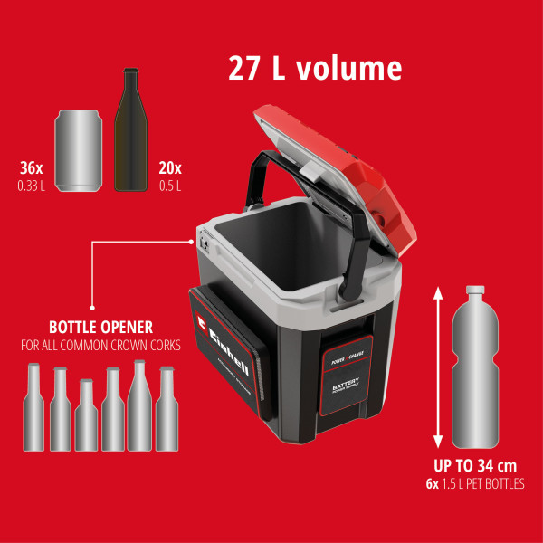 Фото - Холодильник автомобільний Einhell TE-COL 18/27 Li - Solo 18В/12В/220В (2048420)