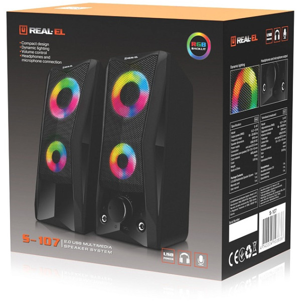 Фото - Компьютерная акустика компактная 2.0 REAL-EL S-107 Black (EL121100017)