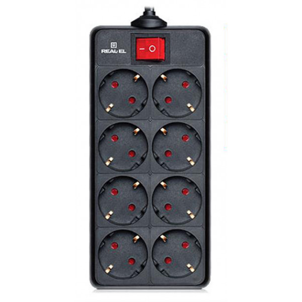 Фото - Уцінка - Мережевий фільтр REAL-EL RS-8 Protect 3.0m Black (EL122300022) Фото - Уцінка - Мережевий фільтр REAL-EL RS-8 Protect 3.0m Black (EL122300022)