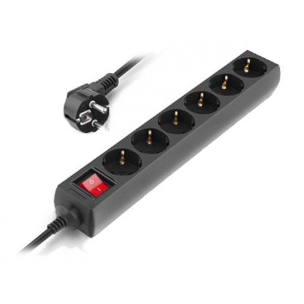 Фото - Сетевой фильтр REAL-EL RS-6 Protect M 3m Black (EL122300034)