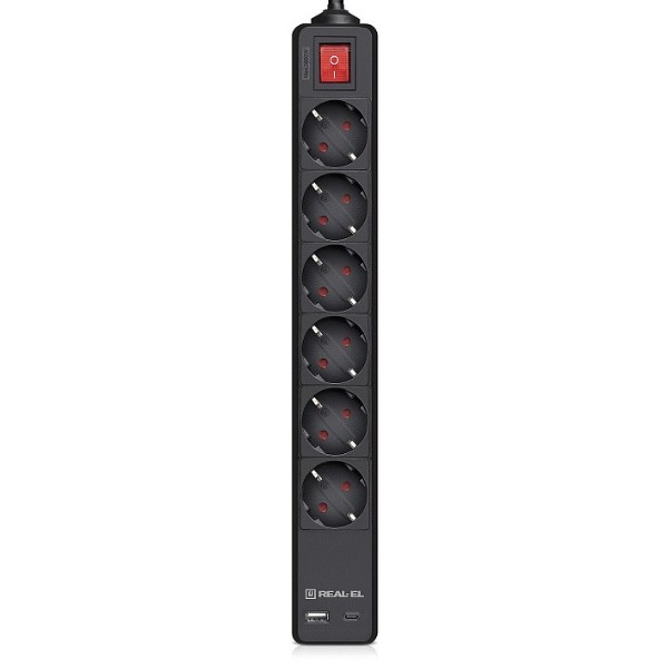 Фото - Сетевой фильтр REAL-EL RS-Protect 605 3 м Black (EL122300041)