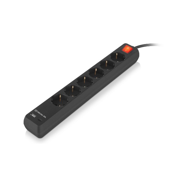 Фото - Сетевой фильтр REAL-EL RS-Protect 605 3 м Black (EL122300041)