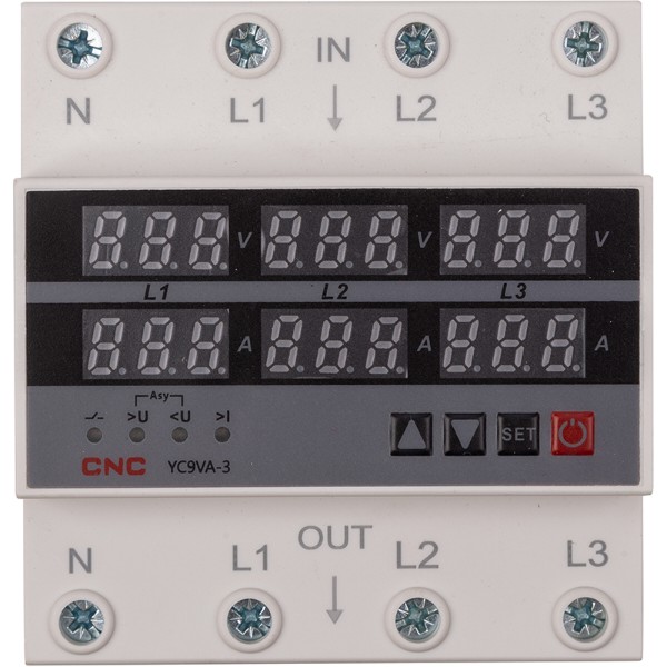 Фото - Реле контроля напряжения и тока CNC YC9VA-3 63A (EL240333)