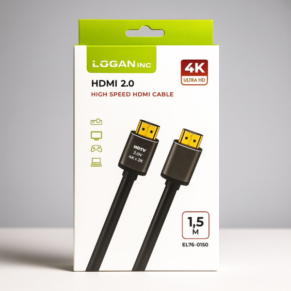 Фото - Кабель HDMI Logan HDMI V2.0 1,5m (EL76-0150)
