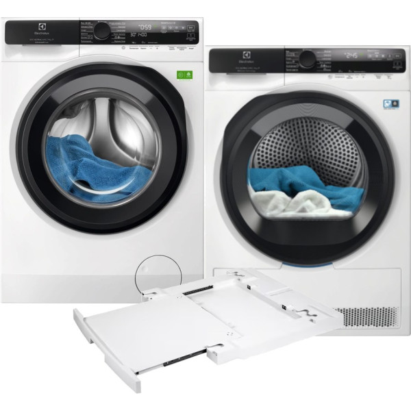 Фото - Комплект техники Electrolux Стиральная машина с фронтальной загрузкой + Сушильная машина + Комплект креплений для установки в колонну Electrolux EW8F5492SQU + EW8D595MUC + E1WYHSK2