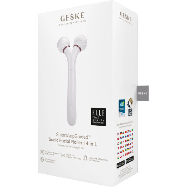 Фото - Електронний звуковий ролик для обличчя GESKE Sonic Facial Roller 4 в 1 пудровий (GK000040SL01)