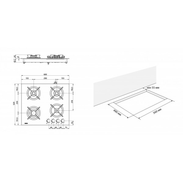 Фото - Варильна поверхня газова ELEYUS ASTRA 60 BG CF