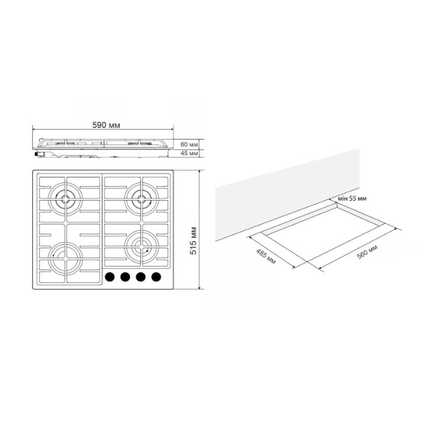 Фото - Варильна поверхня газова ELEYUS IRIS 60 BG CF