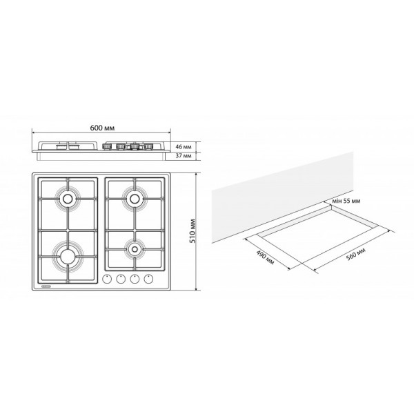 Фото - Варочная панель газовая ELEYUS SILVA 60 BG+RB CF