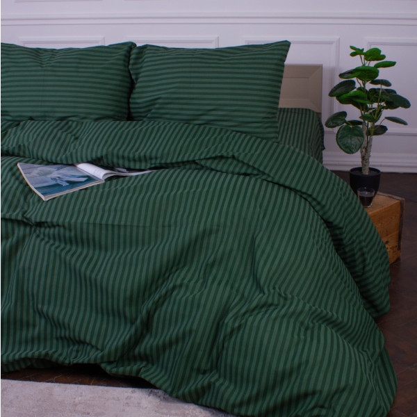 Фото - Комплект постільної білизни MirSon Ranforce Elite 17-0612 Stripe Emerald 175х210 (2200008201234)