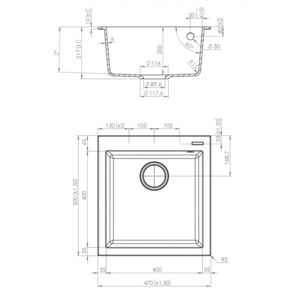 Фото - Мойка кухонная Elleci Q 102 On Top Nero 40