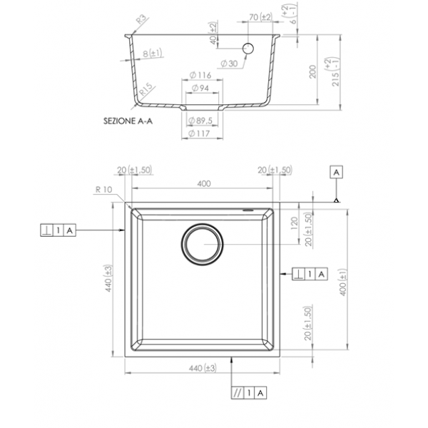 Фото - Мойка кухонная Elleci Q 102 Under Top Nero 40