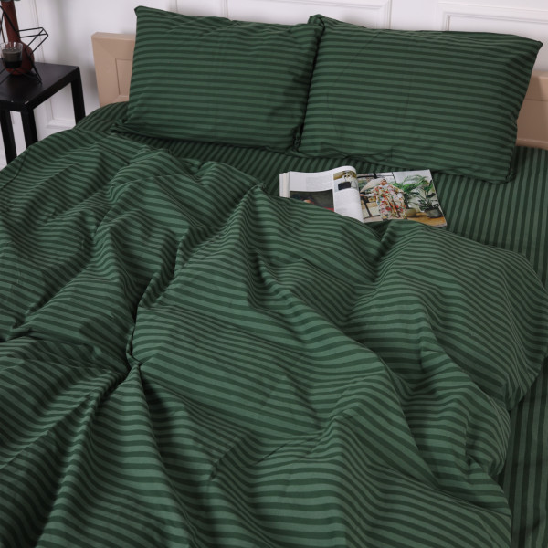 Фото - Комплект постільної білизни MirSon Бязь 17-0612 Stripe Emerald 160х220 (2200008201784)