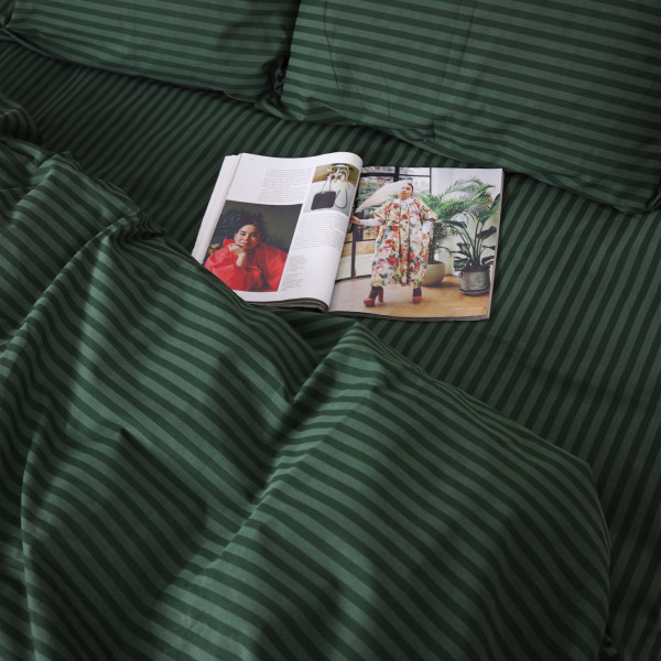 Фото - Комплект постільної білизни MirSon Бязь 17-0612 Stripe Emerald 160х220 (2200008201784)