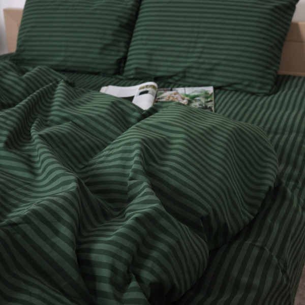 Фото - Комплект постільної білизни MirSon Бязь 17-0612 Stripe Emerald 160х220 (2200008201784)