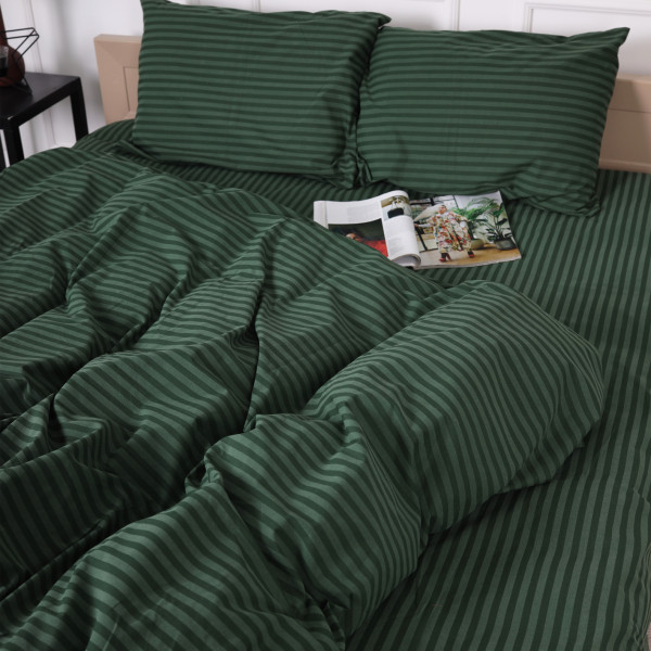Фото - Комплект постільної білизни MirSon Бязь 17-0612 Stripe Emerald 160х220 (2200008201784)