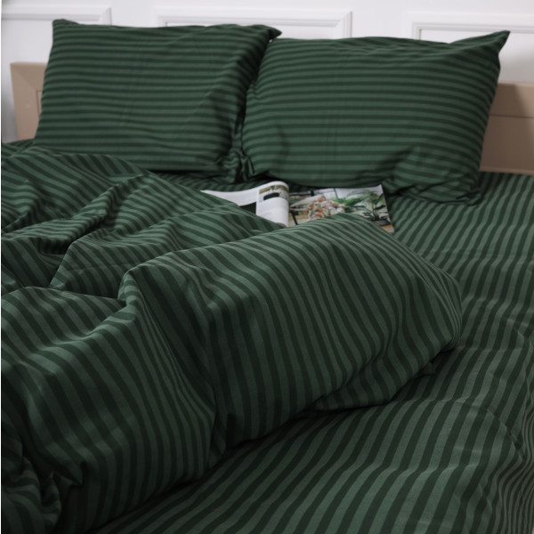 Фото - Комплект постільної білизни MirSon Бязь 17-0612 Stripe Emerald 160х220 (2200008201784)