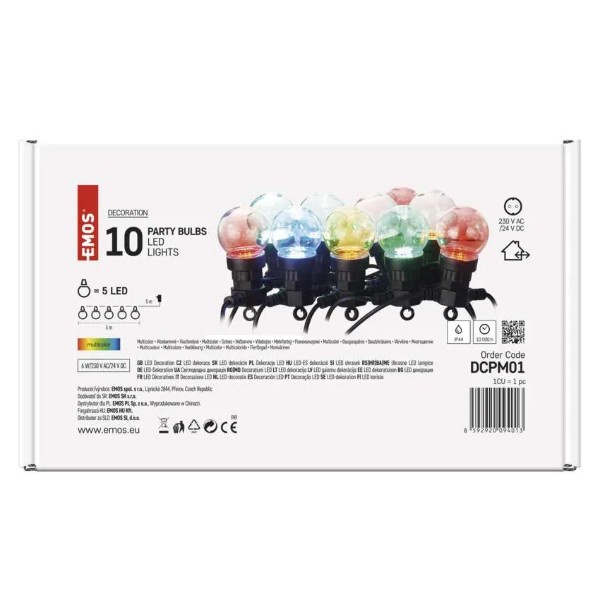 Фото - Гирлянда фигурная EMOS DCPM01 10 шт цветные шарики,5м,наружные и внутренние,разноцветные