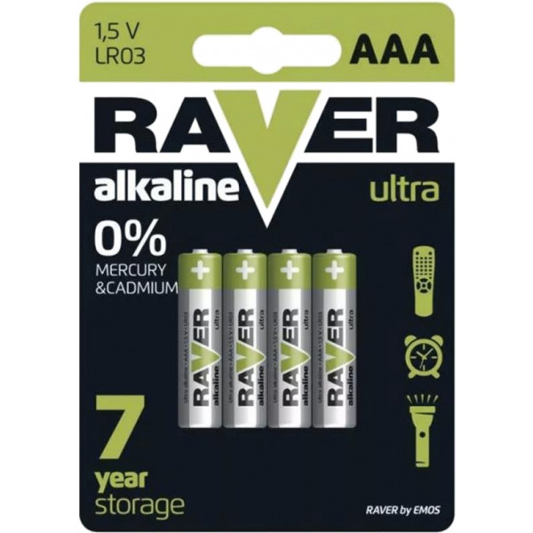 Фото - Батарейка тип AAA RAVER EMOS B7911 Ultra Alkaline (AAA) LR03 блистер 4шт.