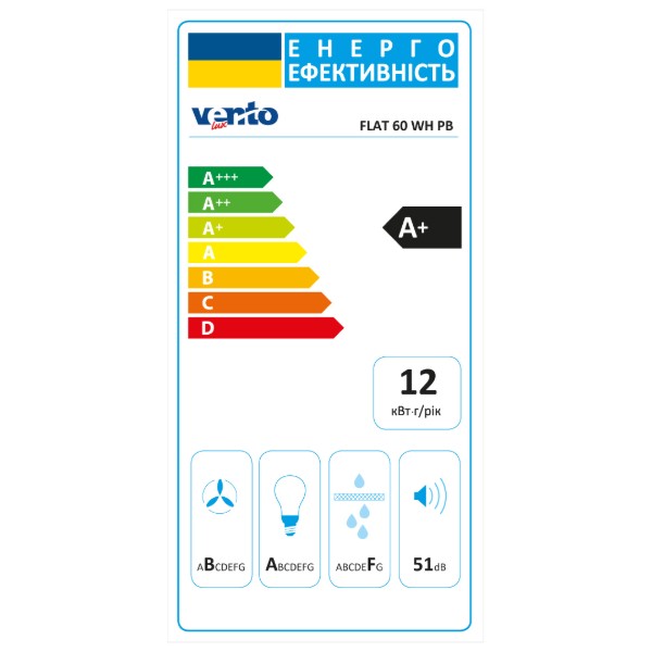 Фото - Витяжка традиційна Ventolux FLAT 60 WH PB