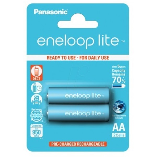 Фото - Аккумулятор тип AA Panasonic Eneloop Lite AA 950 2BP mAh NI-MH (BK-3LCCE/2BE)