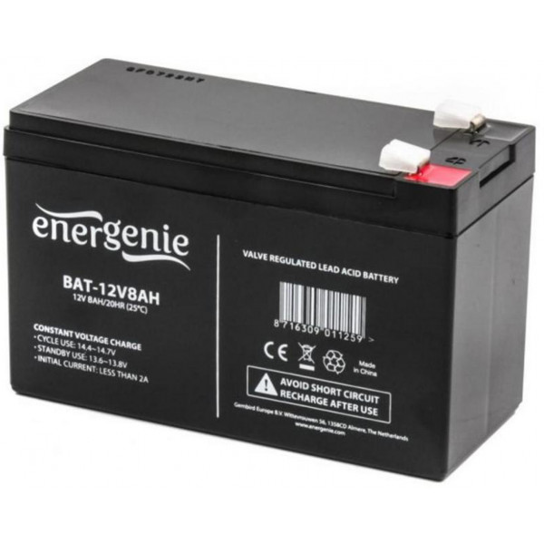 Фото - Акумулятор для ДБЖ EnerGenie 12V 8AH (BAT-12V8AH)