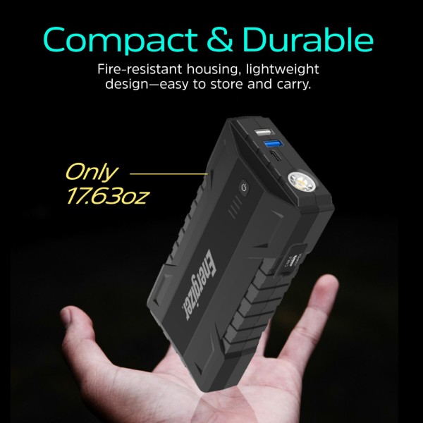 Фото - Пускозарядний пристрій Energizer Jump Starter 12000mAh, 1800А, 2xUSB-A, USB-C, ліхтар (JE12000)