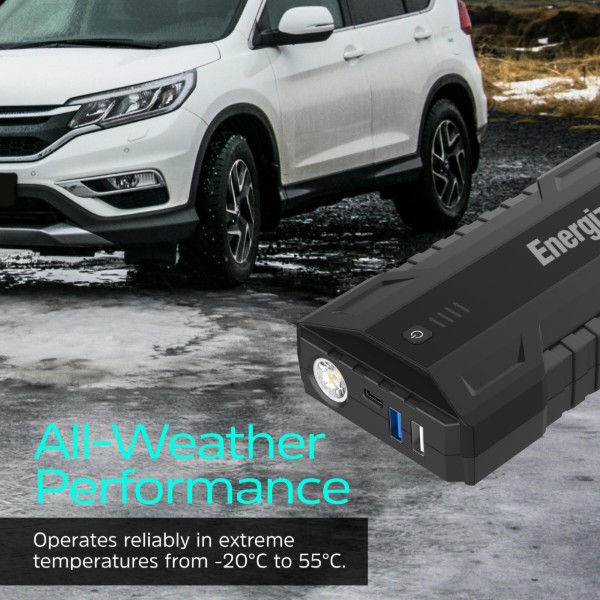 Фото - Пускозарядний пристрій Energizer Jump Starter 12000mAh, 1800А, 2xUSB-A, USB-C, ліхтар (JE12000)
