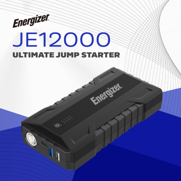 Фото - Пускозарядний пристрій Energizer Jump Starter 12000mAh, 1800А, 2xUSB-A, USB-C, ліхтар (JE12000)