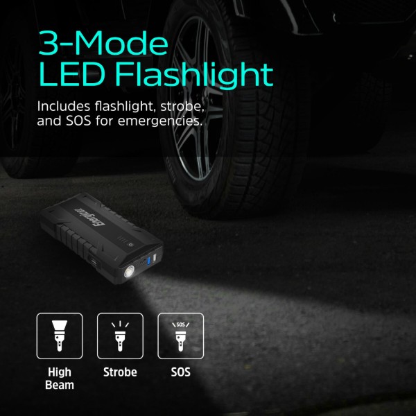 Фото - Пускозарядний пристрій Energizer Jump Starter 12000mAh, 1800А, 2xUSB-A, USB-C, ліхтар (JE12000)