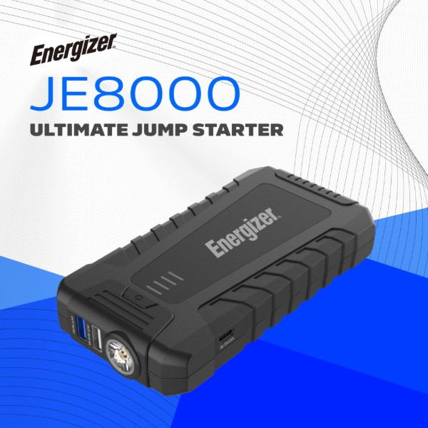 Фото - Пускозарядний пристрій Energizer Jump Starter 8000mAh, 1200А, 2xUSB-A, USB-C, ліхтар (JE8000)